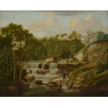 Leonard (1805): painting (o/p) 'landscape with waterfall' (28x36cm)