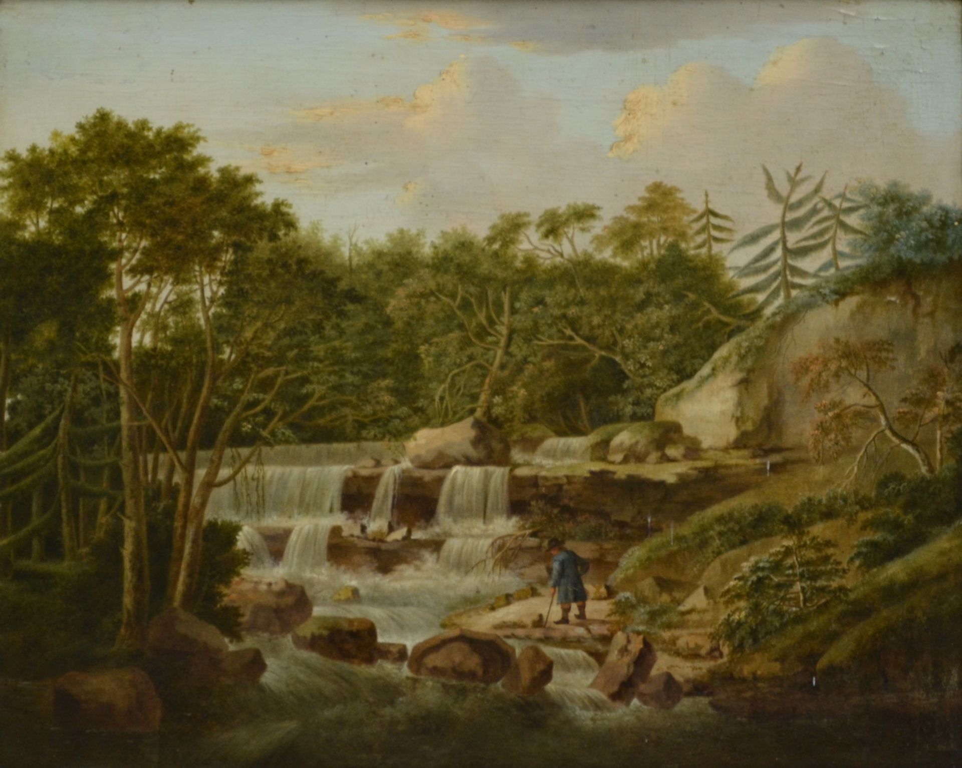 Leonard (1805): painting (o/p) 'landscape with waterfall' (28x36cm)