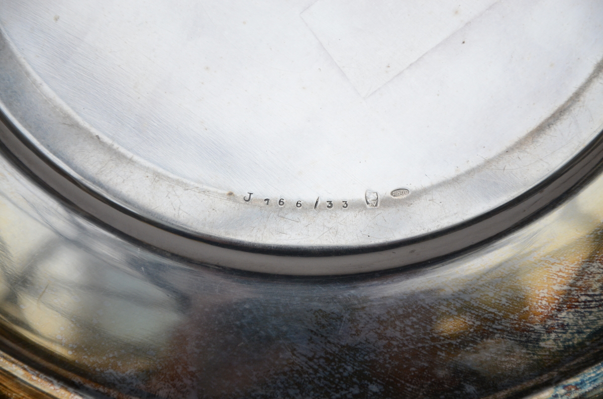 Lot silver: Wolfers table mirror (40x30cm)+ round dish by Wolfers (dia32cm)+ art deco tray ( - Bild 3 aus 7