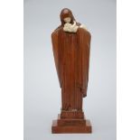 Heuvelmans Lucienne: statue in mahogany and ivory 'Virgin and Child' (h24cm)