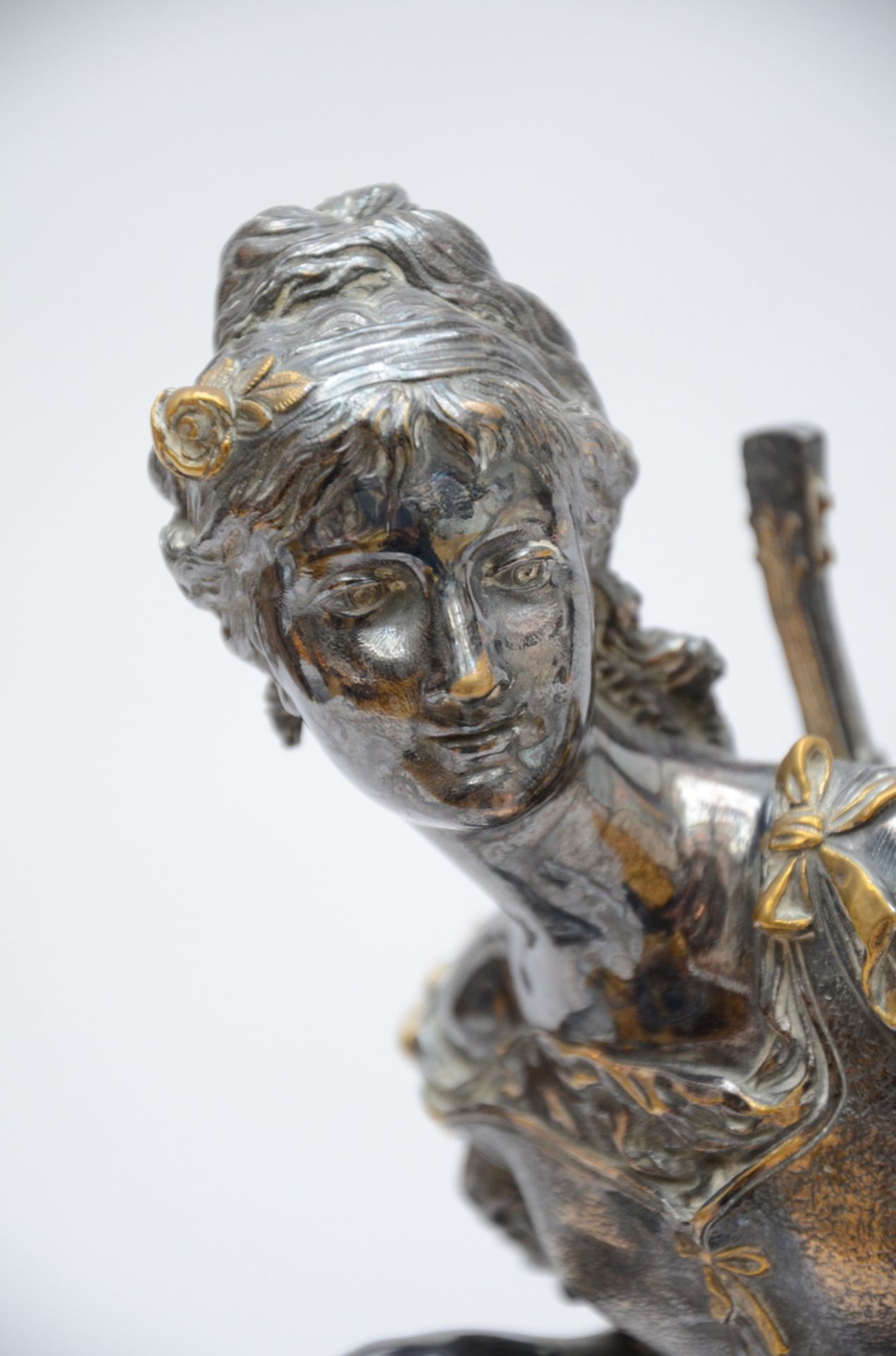 Gaudez: silver plated bronze 'Diana' (h41cm) - Image 3 of 4
