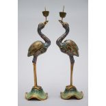 A pair of Chinese cloisonné candlesticks 'cranes' (h48cm)
