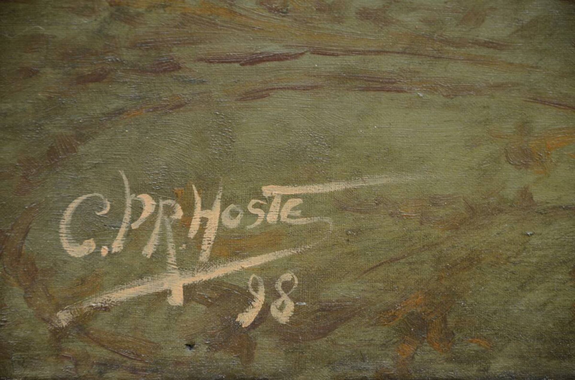 Hoste 1898: large painting (o/c) 'girls in an interior' (200x132cm) - Bild 3 aus 4