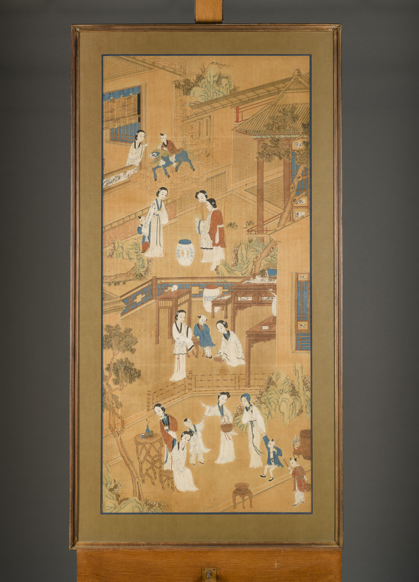 Two Chinese paintings 'court ladies', Qing dynasty (123x56cm) - Image 3 of 6