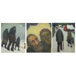 Three paintings by Van Biervliet (100x80cm)(60x50cm)(120x100)