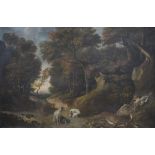 Anonymous (18th century): painting (o/c) 'hunting landscape' (78x117cm)
