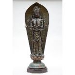 A large Japanese champlevé bronze sculpture 'Kannon' (h113cm)