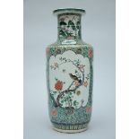 A Chinese famille verte vase 'bird on a branch' (h45.5cm)