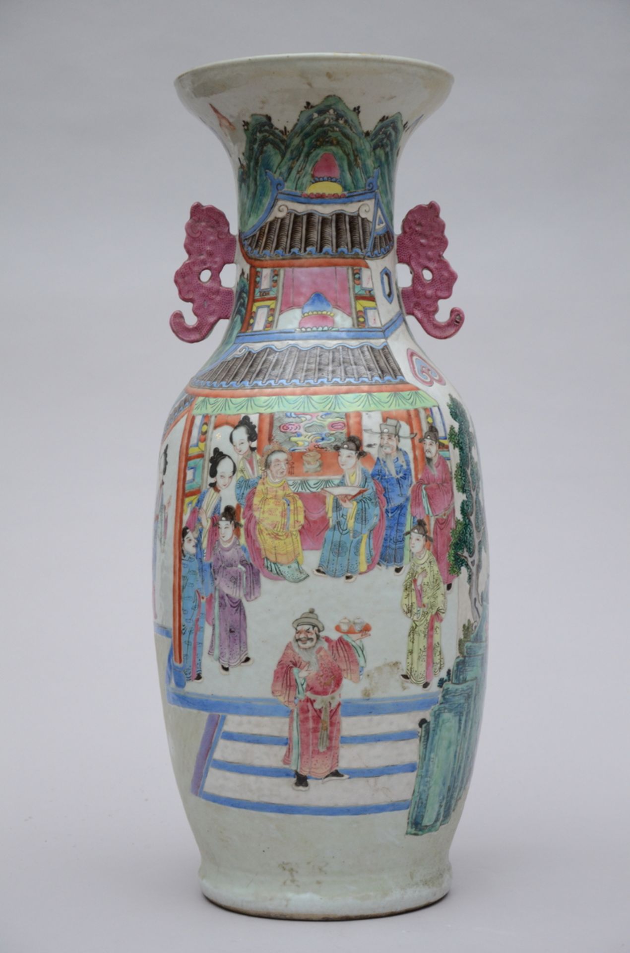 A famille rose vase in Canton porcelain 'company', 19th century (h65cm) (*)