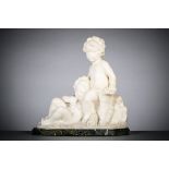 Faggioni: Carrara marble 'bacchanal scene' (56x53x20cm)