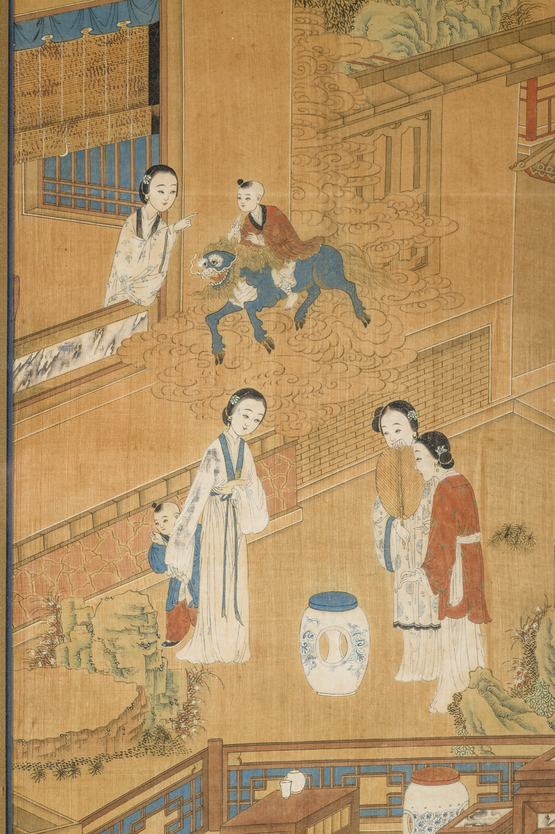 Two Chinese paintings 'court ladies', Qing dynasty (123x56cm) - Image 4 of 6