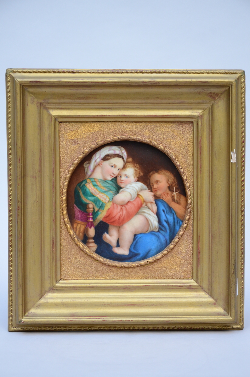 Plaque in porcelain 'tondo' (19x16cm) - Image 2 of 4