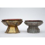 Lot: two Thai lacquered bowls (h23x40cm) (h20x34cm)