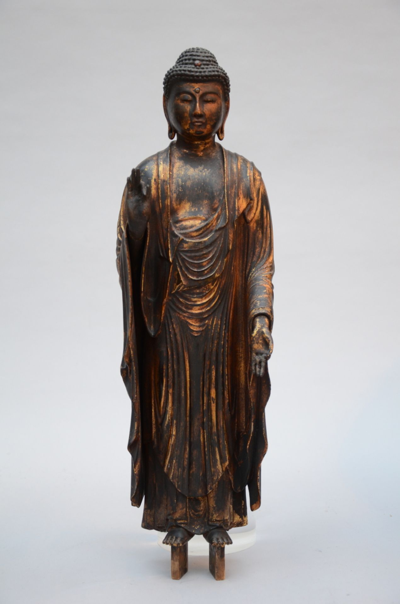 Japanese Buddha in lacquered wood, Edo period (total 91 cm - statue 45 cm) - Image 2 of 8