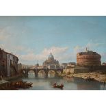 François Antoine Bossuet: large painting (o/c) 'Castel Sant'Angelo in Rome' (124x90cm)