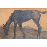 Domien Ingels: painting (mixed technique) 'foal' (92x138cm) (*)