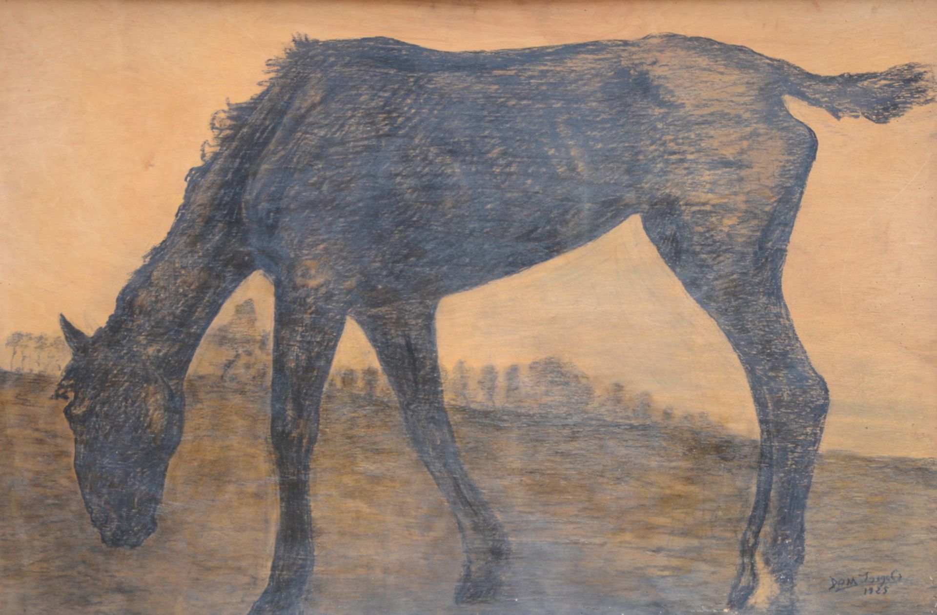 Domien Ingels: painting (mixed technique) 'foal' (92x138cm) (*)