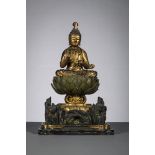 A Japanese bodhisattva in lacquered wood, Edo period (total h40cm)