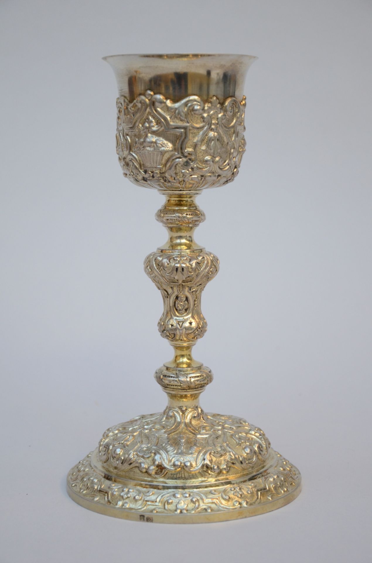 Lambotte (Liège): neo-baroque chalice in silver (h27cm)