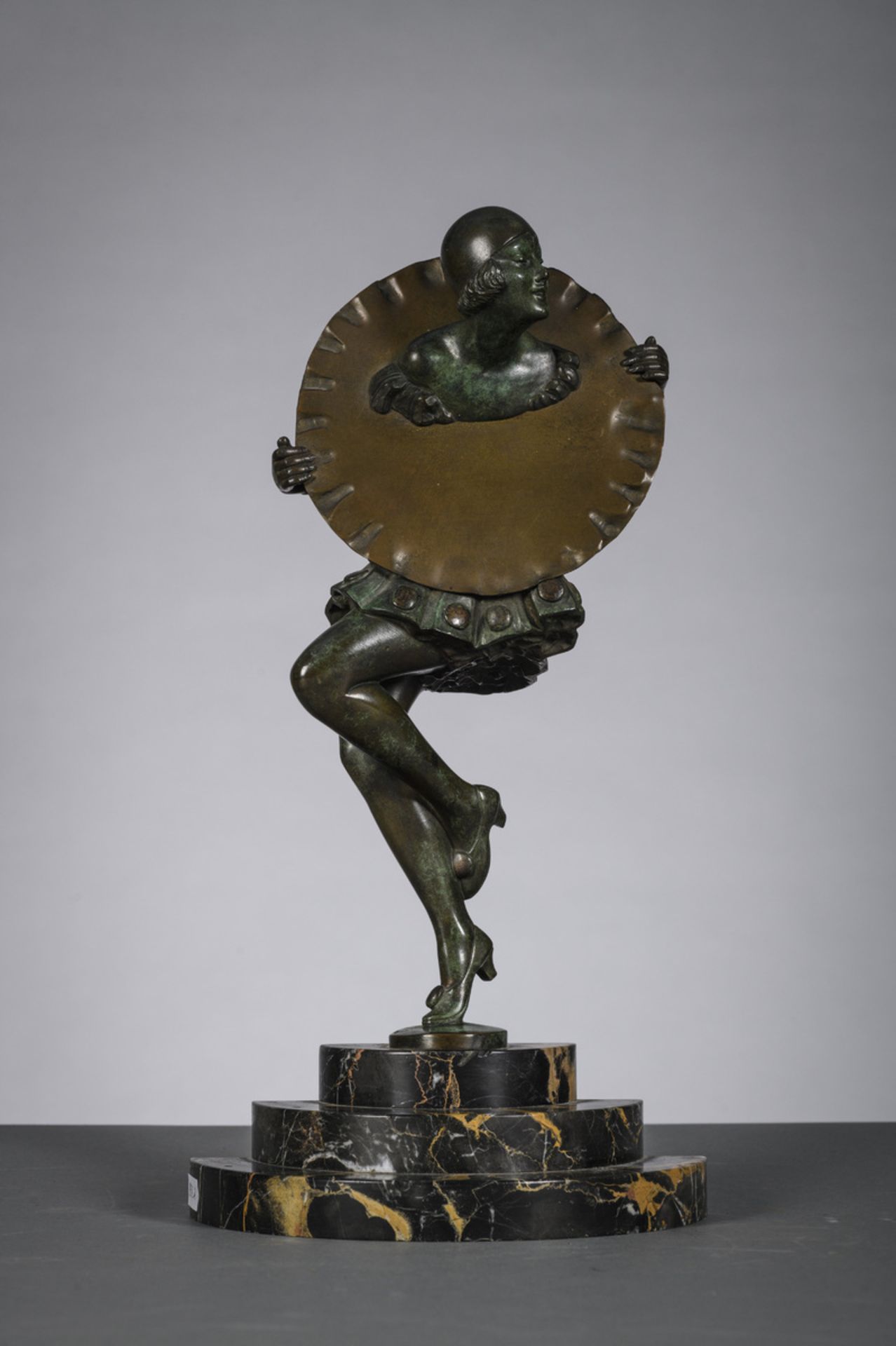 Pierre Laurel: bronze art deco sculpture 'dancer' (h with pedestal 38cm)