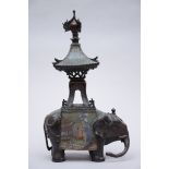 An elephant in champlevé bronze, Japan (h64cm)