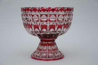 Large coupe in red crystal Val Saint-Lambert (h23xdia30cm)