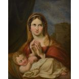 Anonymous (19th century): painting (o/c) 'mother with child' (82x65cm)