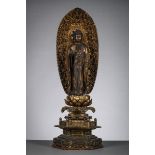 Japanese Buddha in lacquered wood, Edo period (total 91 cm - statue 45 cm)