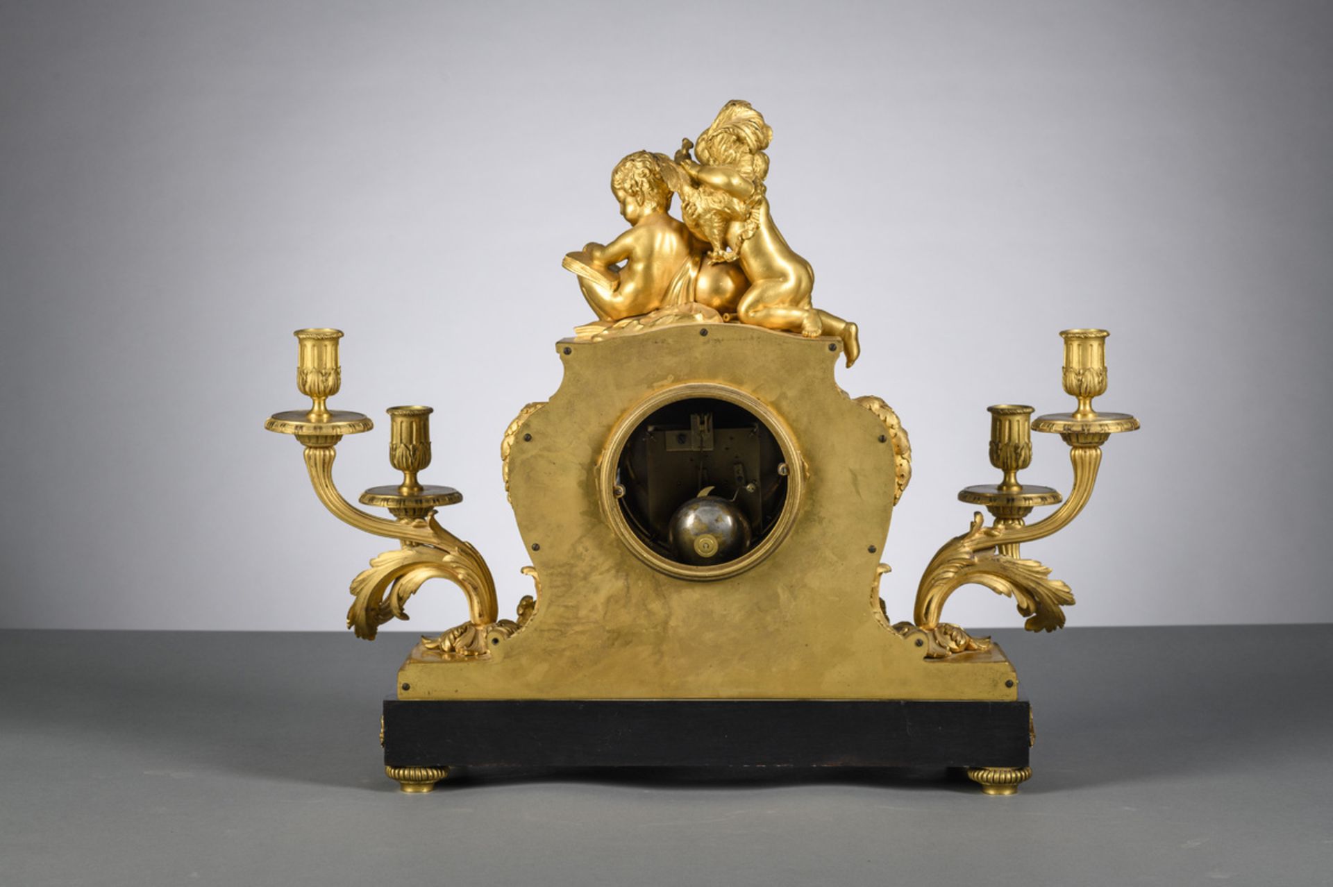 Louis XV clock in gilt bronze with wooden base, by F. Berthoud à Paris (58x71x24) - Image 3 of 7