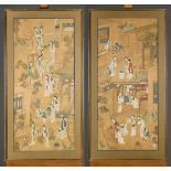 Two Chinese paintings 'court ladies', Qing dynasty (123x56cm)