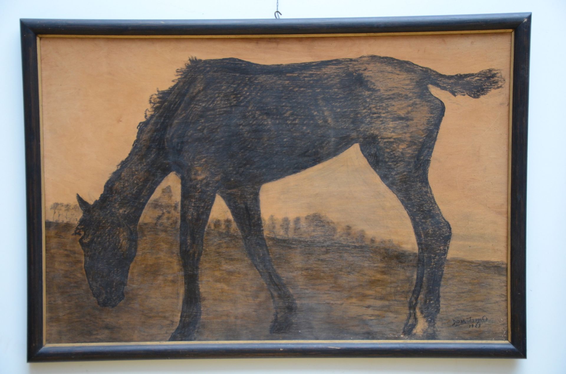 Domien Ingels: painting (mixed technique) 'foal' (92x138cm) (*) - Image 2 of 5