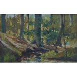 Alfred Bastien: painting (o/c) 'view of a forest' (37x57cm)