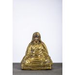 Tibetan gilt bronze sculpture 'Arhat Ajita', 17th - 18th century (h11.3cm)