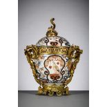 An exceptionally large lidded jar in Japanese Imari porcelain with gilt bronze Louis XV mounts (