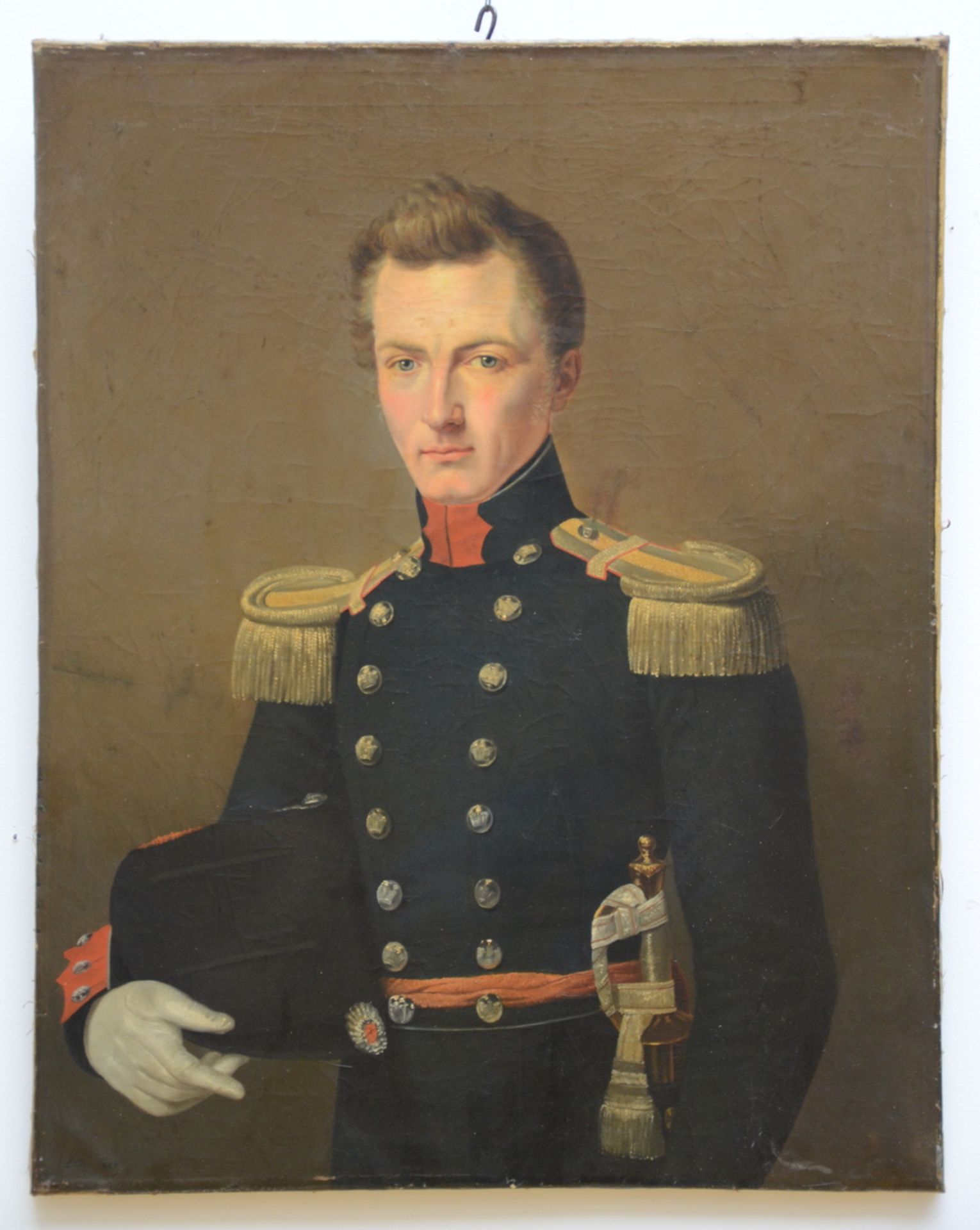 Anonymous (19th century): painting (o/d) 'portrait of a soldier' ??(80x64cm) (*)