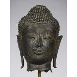 A bronze head 'Buddha', Thailand (h24.50cm)