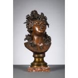 A. Rodin: bronze bust of 'Dosia', cast by Compagnie des bronzes Bruxelles (h45 cm)