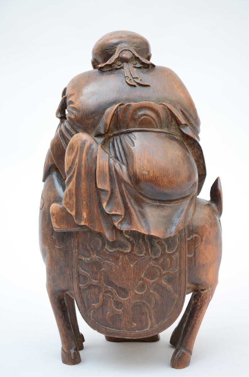 Chinese sculpture in wood 'Laotsé' (h36cm) (*) - Image 2 of 4