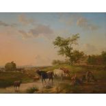 B. Ommeganck: painting (o/p) 'village view with cows' (42x53cm)