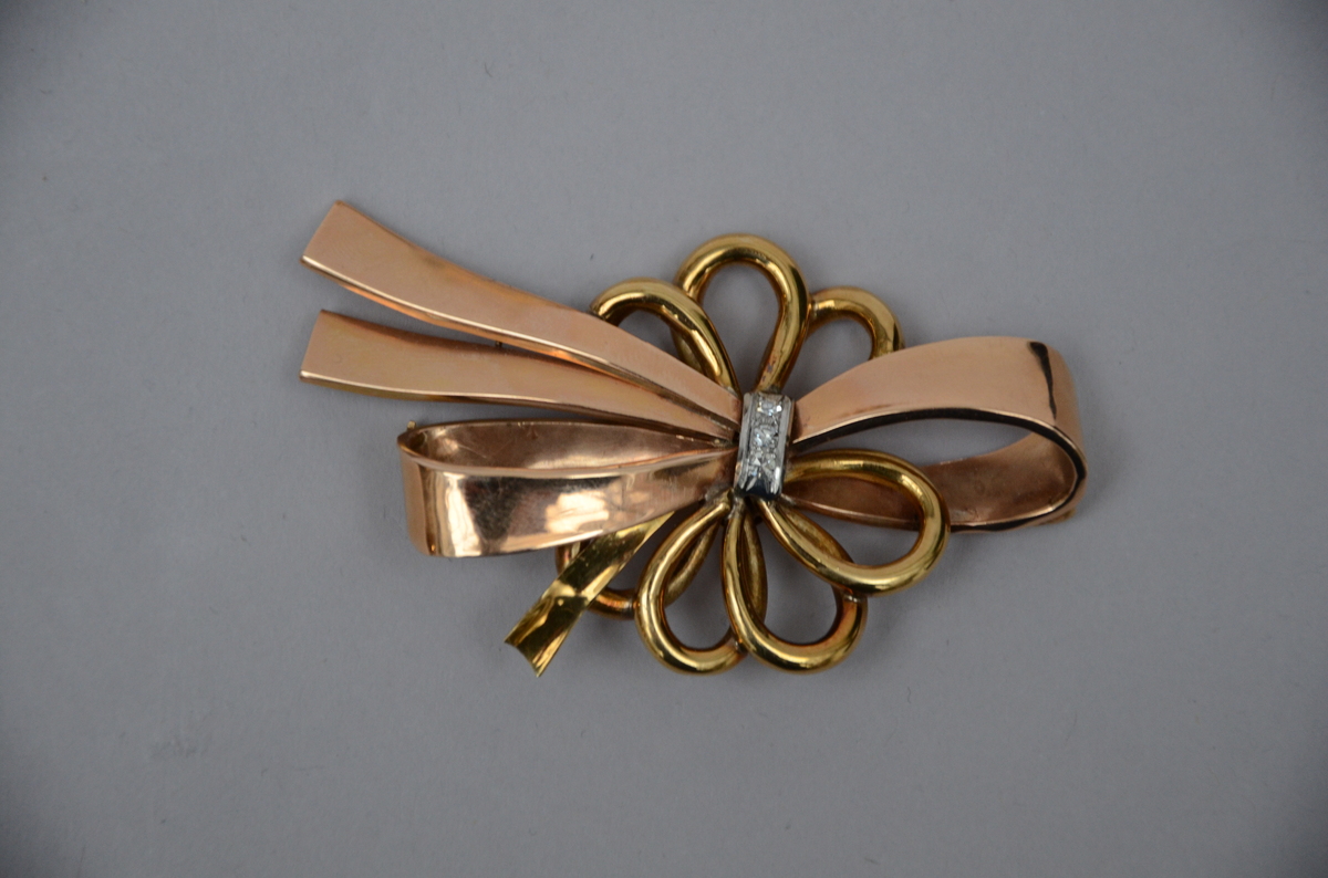 Two golden 18kt brooches (39 grams) - Image 2 of 5
