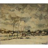 Albert Saverijs: painting (o/p) 'winter landscape' (h45x52cm)