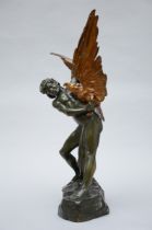 Jean Verschneider: bronze sculpture 'Man and the Eagle' (h69cm)