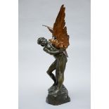 Jean Verschneider: bronze sculpture 'Man and the Eagle' (h69cm)