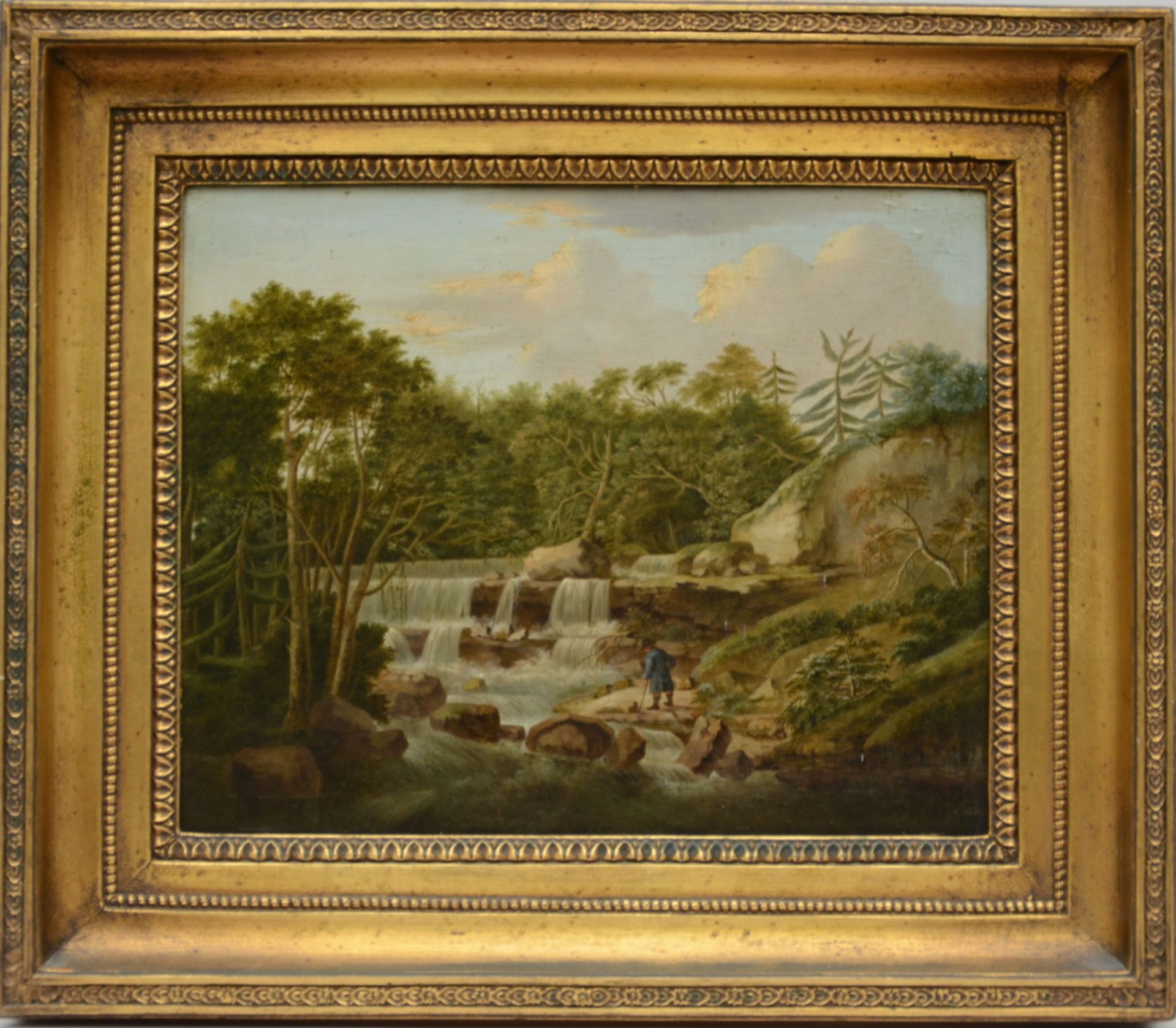 Leonard (1805): painting (o/p) 'landscape with waterfall' (28x36cm) - Image 2 of 4