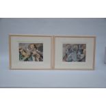 Raf De Buck: 2 watercolors on paper 'ladies' (22x30cm)