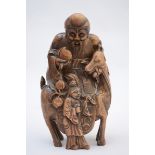 Chinese sculpture in wood 'Laotsé' (h36cm) (*)
