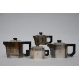 Four piece Art Deco coffee set in solid silver (h16cm)