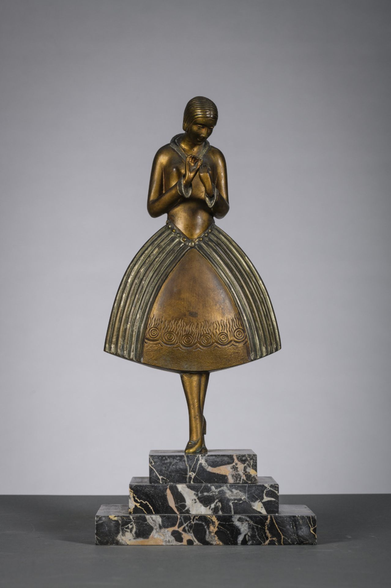 G. Gantcheff: bronze art deco sculpture 'dancer', foundry Marcel Guillemard (H 39cm)