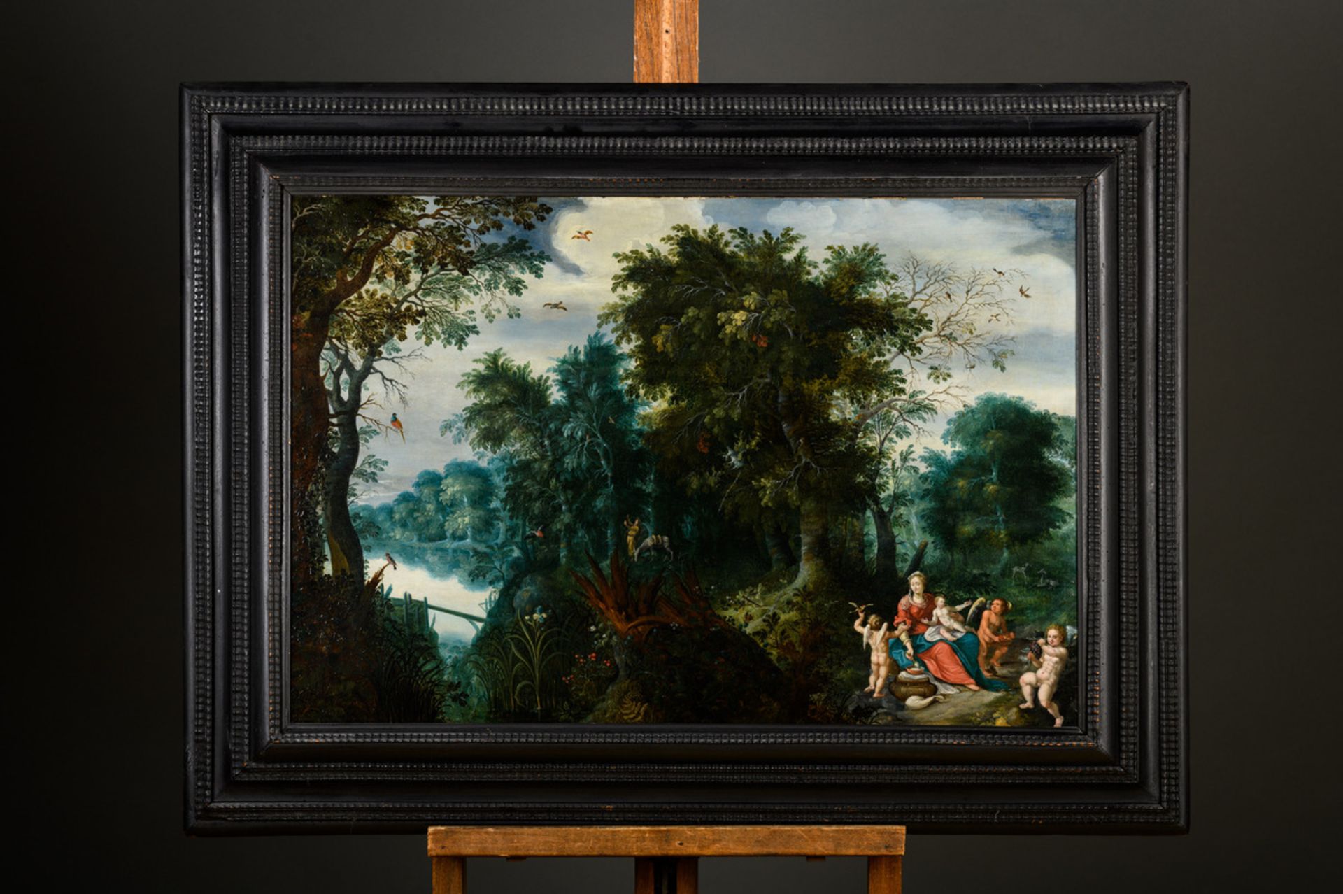Attributed to Alexander Keirincx (17th century): painting (o/p) 'rest during the flight to Egypt' ( - Image 2 of 8