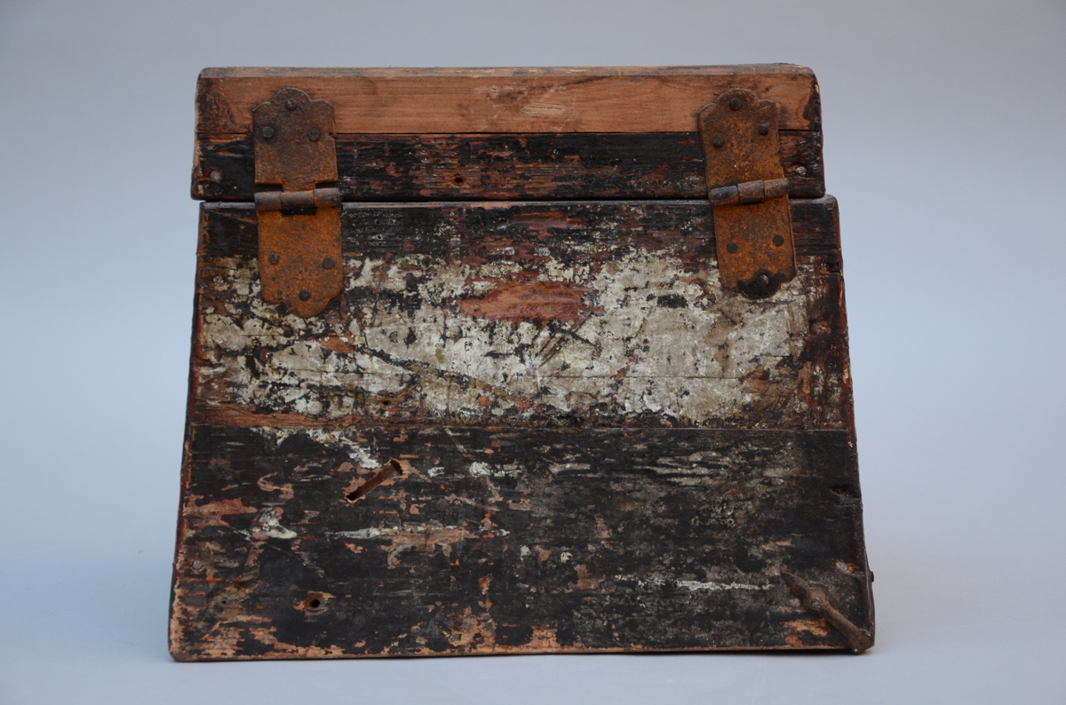 Painted Tibetan chest in wood (25x30x21cm) (*) - Image 3 of 6